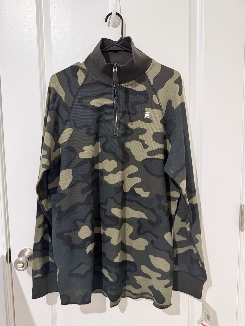 G-Star Men’s Camo Half-Zip Pullover - Olive & Black